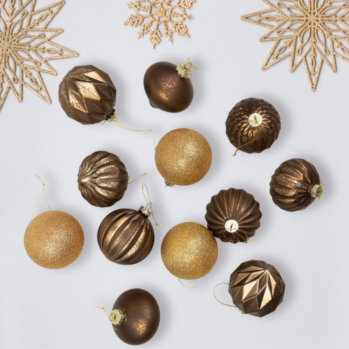 Mercury Onion and Ball Glass Christmas Ornament Set - 3" - Gold - 12ct | Christmas Central