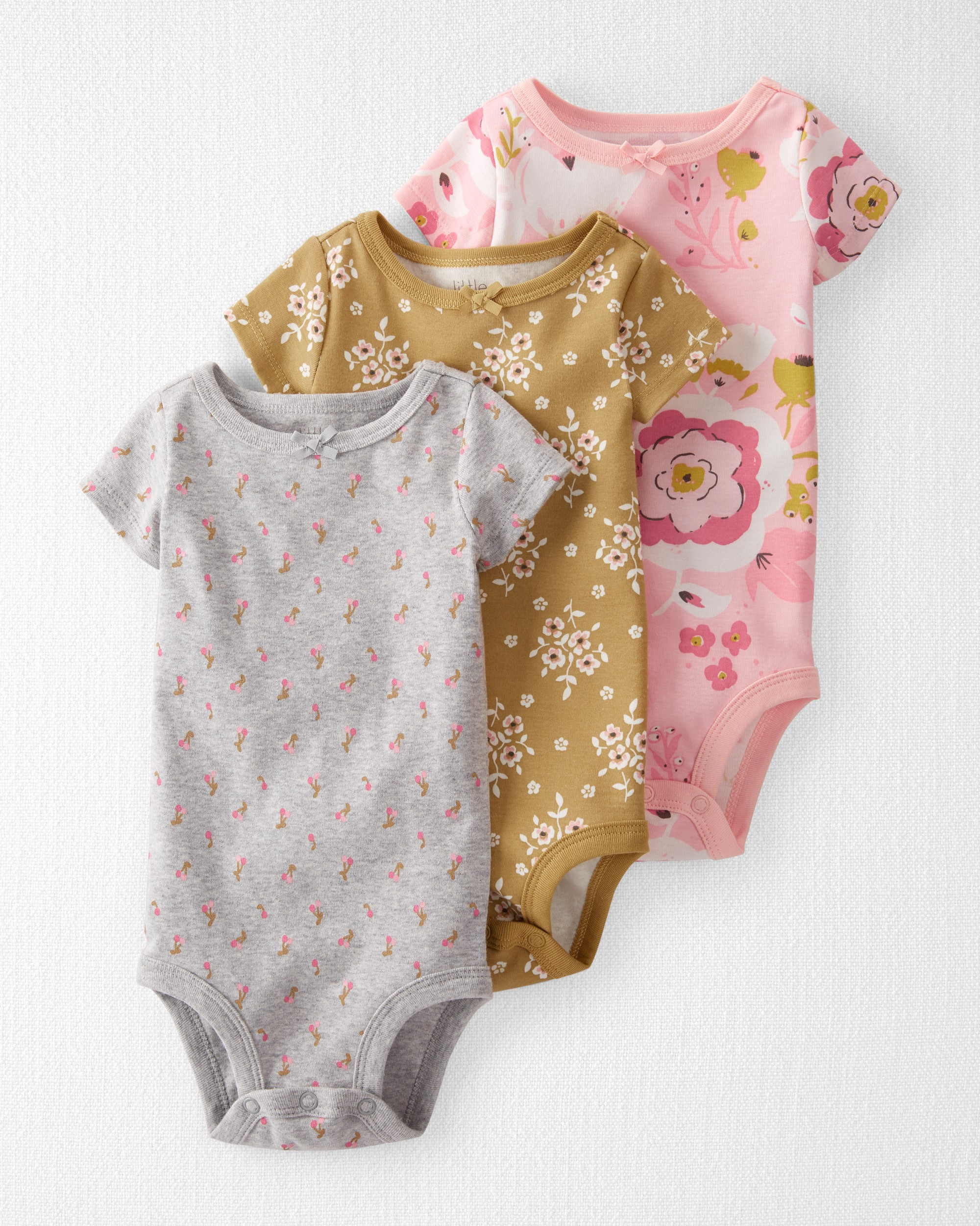 3-Pack Organic Cotton Rib Bodysuits | Carter's