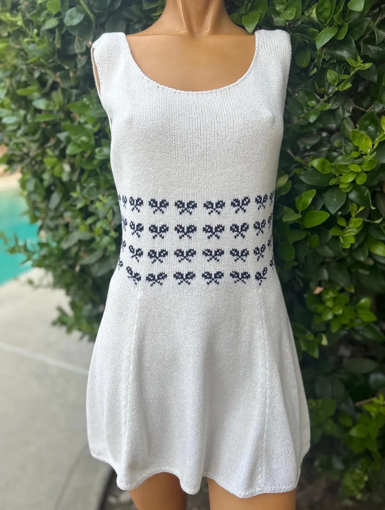 Vintage 1970s Hampton Court Knit Tennis Dress W Tennis Racquet - Etsy | Etsy (Global)