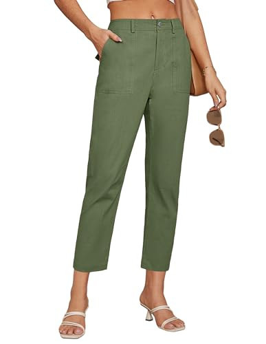 GRACE KARIN Green Pants for Women Dressy Casual High Waisted Dress Cropped Pants for Women Summer Green L | Amazon (US)
