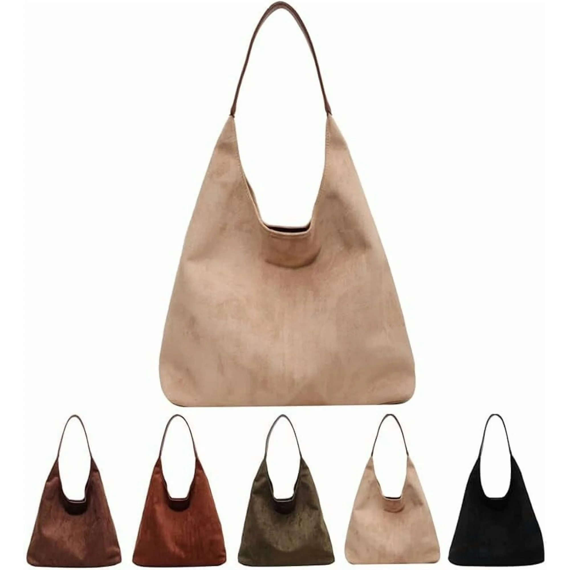 Leather Hobo bags for women suede purse slouchy tote bag brown leather purse suede hobo shoulder ... | Walmart (US)