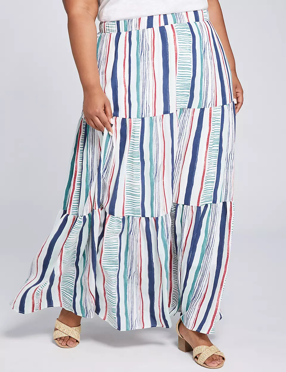Striped Tiered Maxi Skirt | Lane Bryant (US)