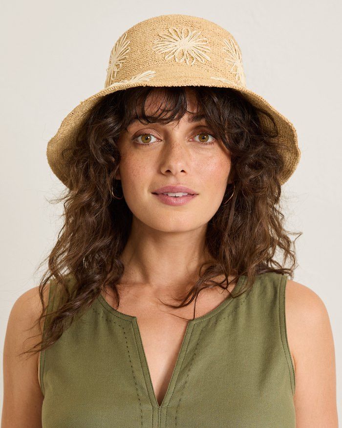 Crochet Raffia Embroidered Flower Bucket Hat | Tommy Bahama