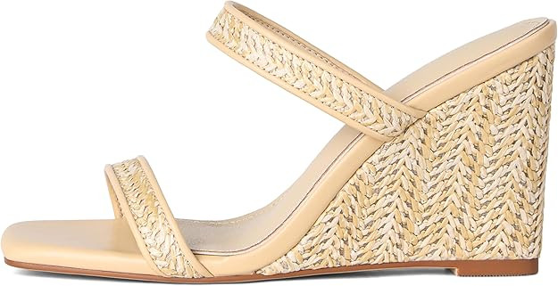 Wedge Sandals for Women Beach Shoes Espadrilles - Square Toe, Chunky Heel, Slip-On, Slides, Summe... | Amazon (US)