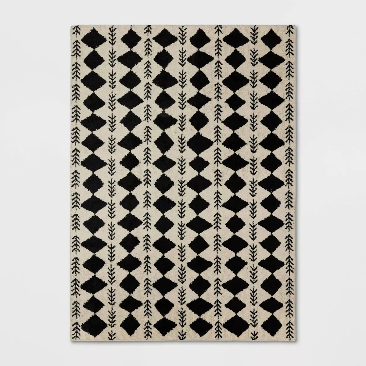 5'x7' Irregular Diamond Shag Area Rug Black - Threshold™: Living Room, Fade & Stain-Resistant, ... | Target