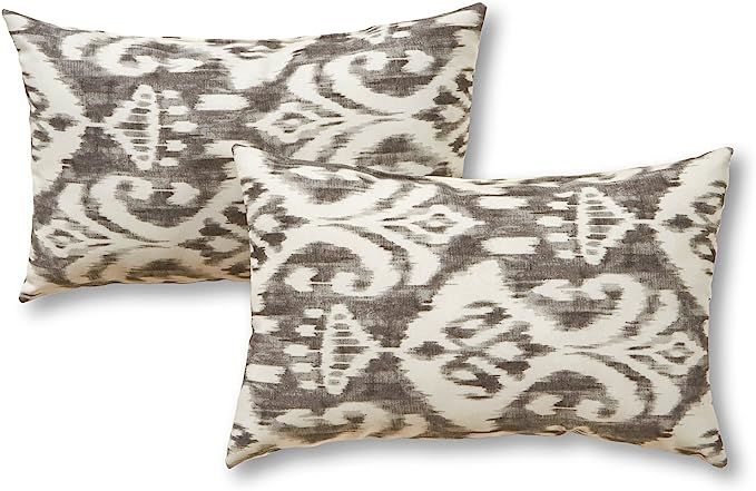 Greendale Home Fashions Rectangle Outdoor Accent Pillows in Coastal Ikat (Set of 2), Graphite | Amazon (US)