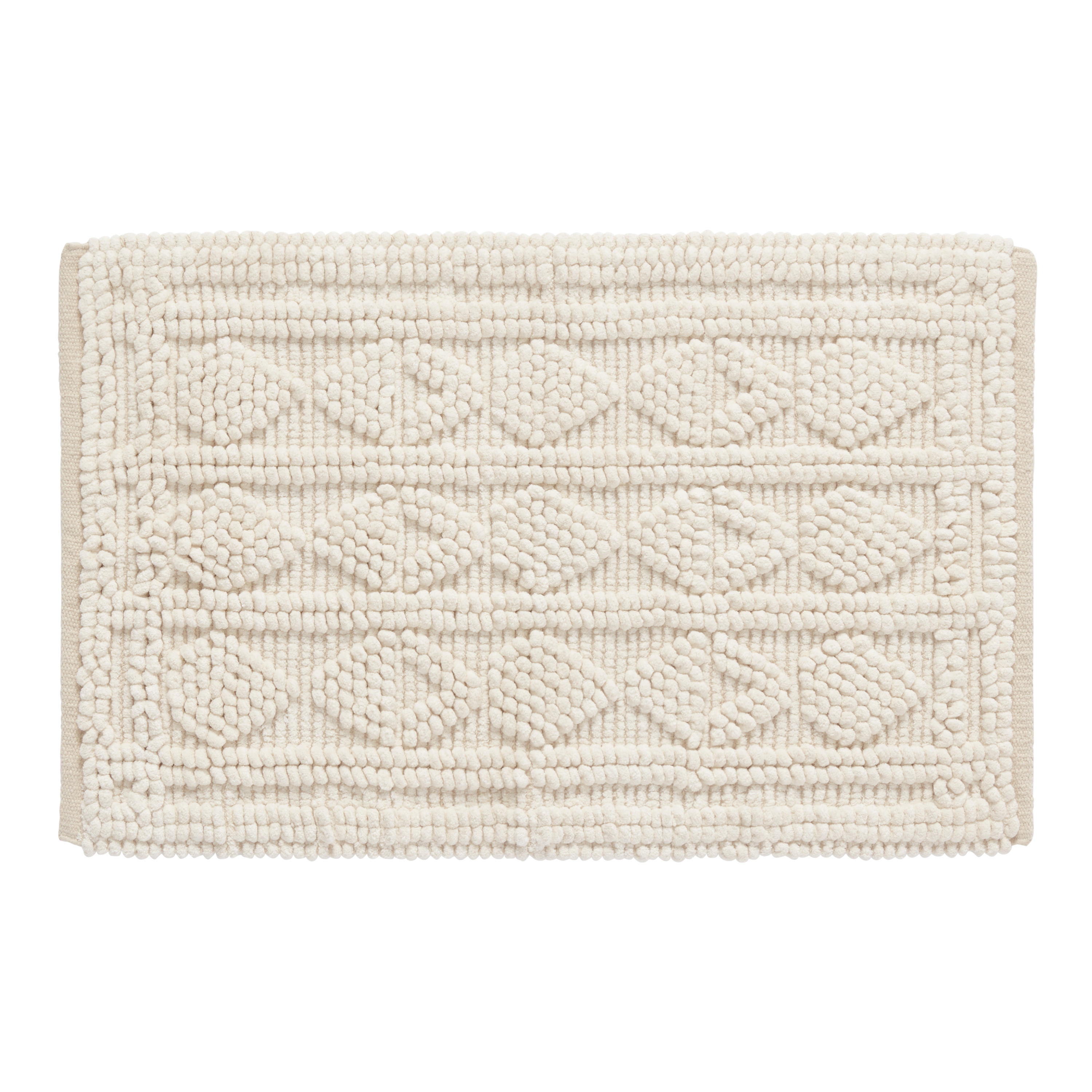 Ivory Geometric Loop Bath Mat | World Market