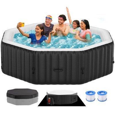 Docred 4-6 Person Inflatable Hot Tub,Portable Oval Blow Up Hot Tub with 100 Bubble Jets,Outdoor Spa Set Included Heater Pump, Filter Side Table | Target