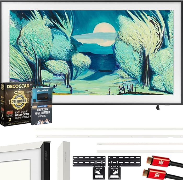 Samsung QN55LS03FA 55" The Frame QLED 4K AI TV (2025) Bundle with Modern White Bezel, CPS 26 Mont... | Amazon (US)