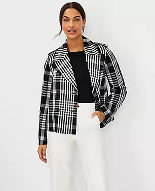 Plaid Wide Cuff Swing Jacket | Ann Taylor (US)