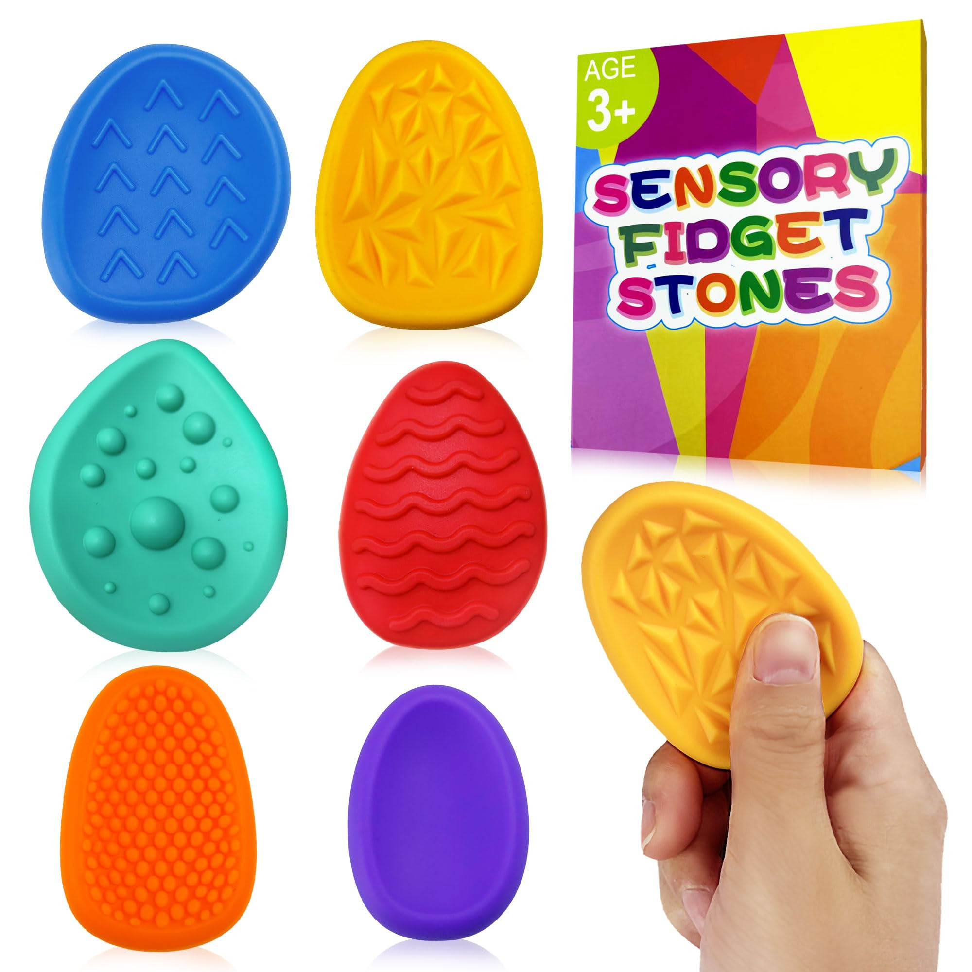 Fidget Classroom Must Have Sensory Toys for Kid Adult 6PC Worry Stone for Autism ADHD Special Edu... | Amazon (US)