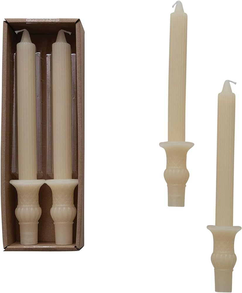 Creative Co-Op Tall Unscented Taper Candles, Cream, Set of 2 | Amazon (US)