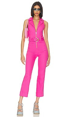 Show Me Your Mumu Jacksonville Cropped Jumpsuit in Hot Pink Denim from Revolve.com | Revolve Clothing (Global)