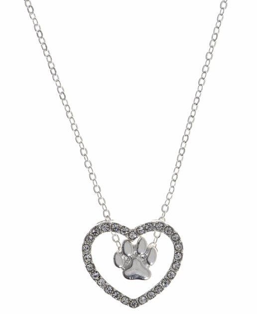 PET FRIENDS Heart Paw Pendant Necklace, Silver - Chewy.com | Chewy.com