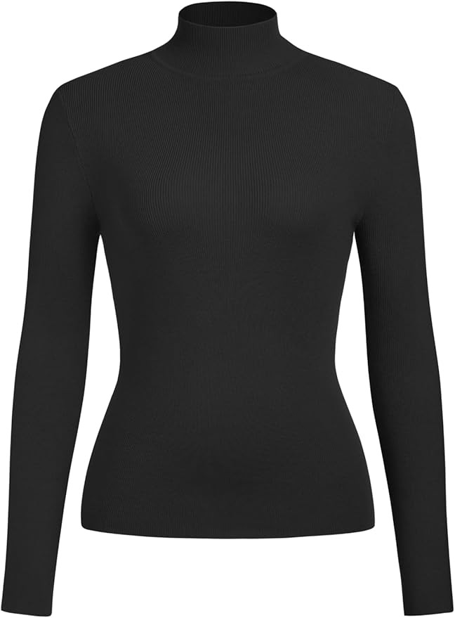 CIDER Women’s Mock Turtleneck Tops Long Sleeve High Neck Knit Solid T Shirts Sweaters | Amazon (US)