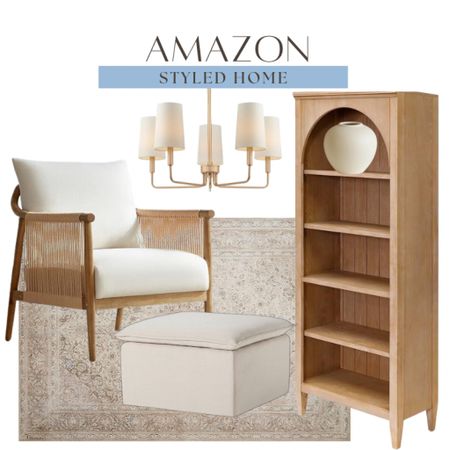 Amazon home decor includes bookshelf, vase, area rug, ottoman, accent rug, chandelier.

Home decor, neutral home decor, styled home, living room.

#LTKhome #LTKfindsunder100 #LTKstyletip