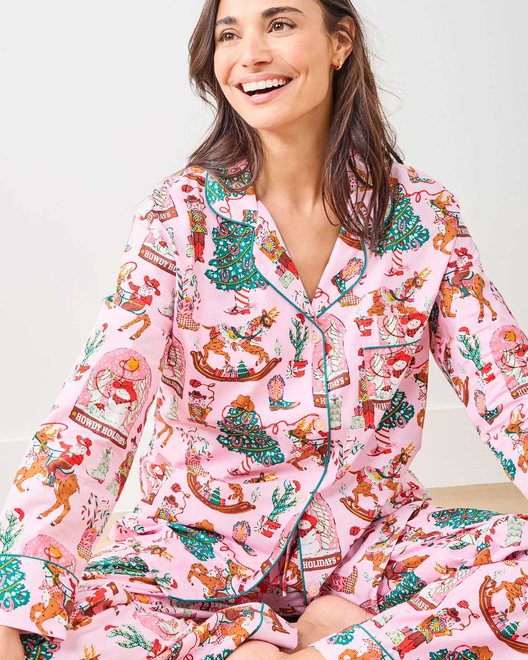 Cowboy Christmas - Long PJ Set - Pink Boots | Printfresh