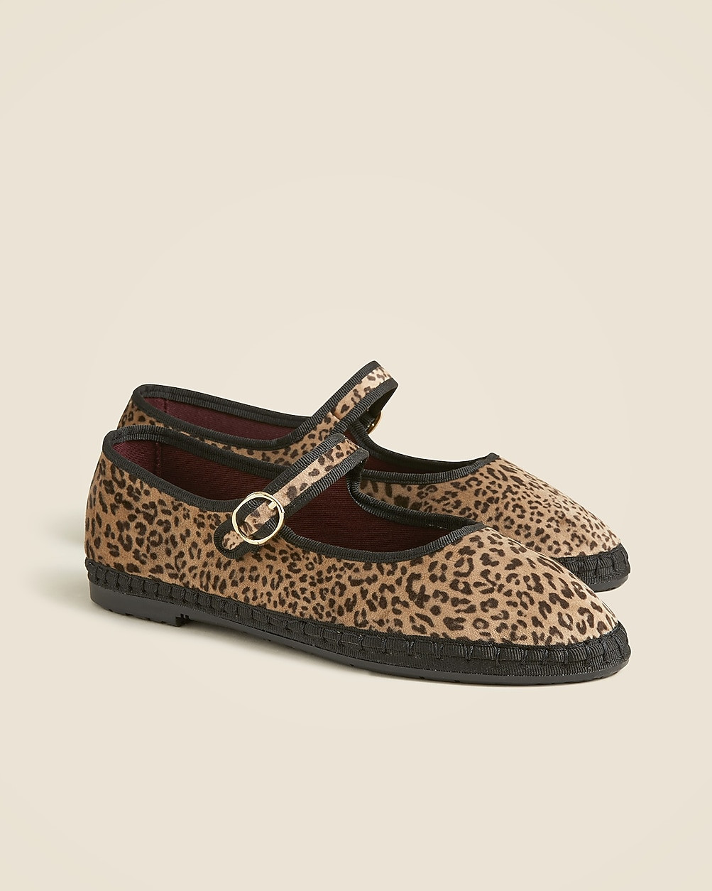 Flabelus X J.Crew Mary Jane espadrille flats in leopard print | J. Crew US