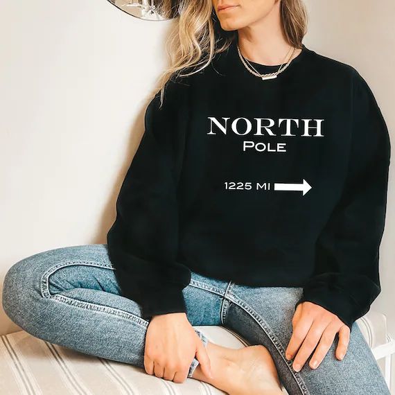 North Pole Sweatshirt, Christmas Holiday Sweatshirt, Christmas Gift for Fashion Blogger | Etsy (US)