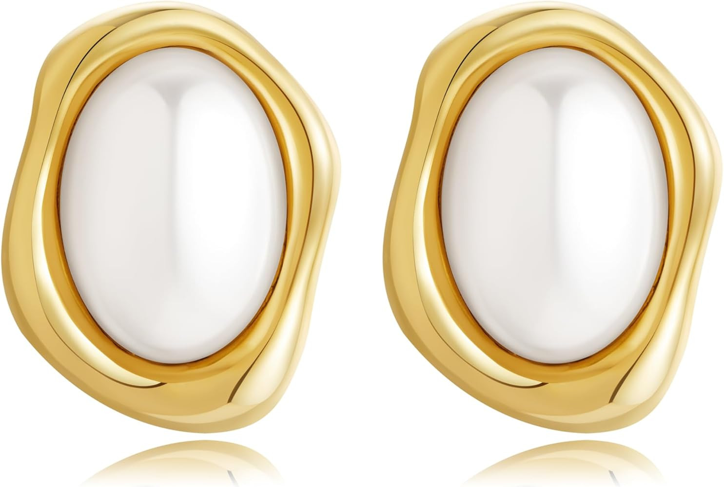 Baroque Pearl Stud Earrings for Women Trendy Chunky Gold Earrings Statement Earrings Vintage Jewe... | Amazon (US)