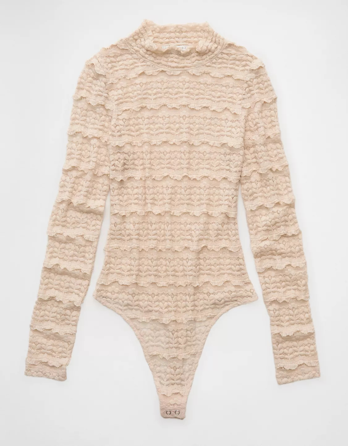 AE Long Sleeve Mock Neck Lace Bodysuit | American Eagle Outfitters (US & CA)
