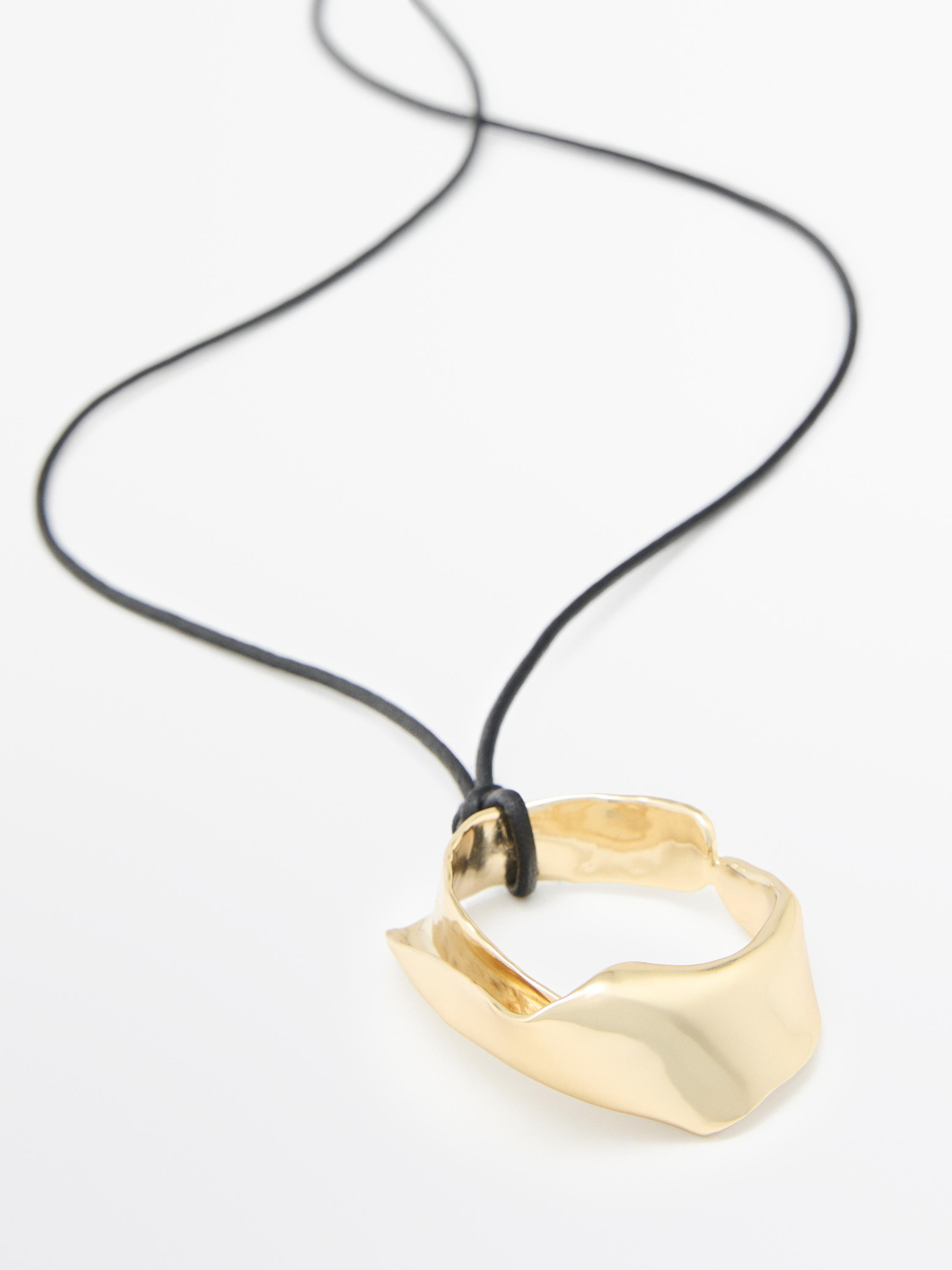 Leather cord necklace with irregular pendant | Zara US