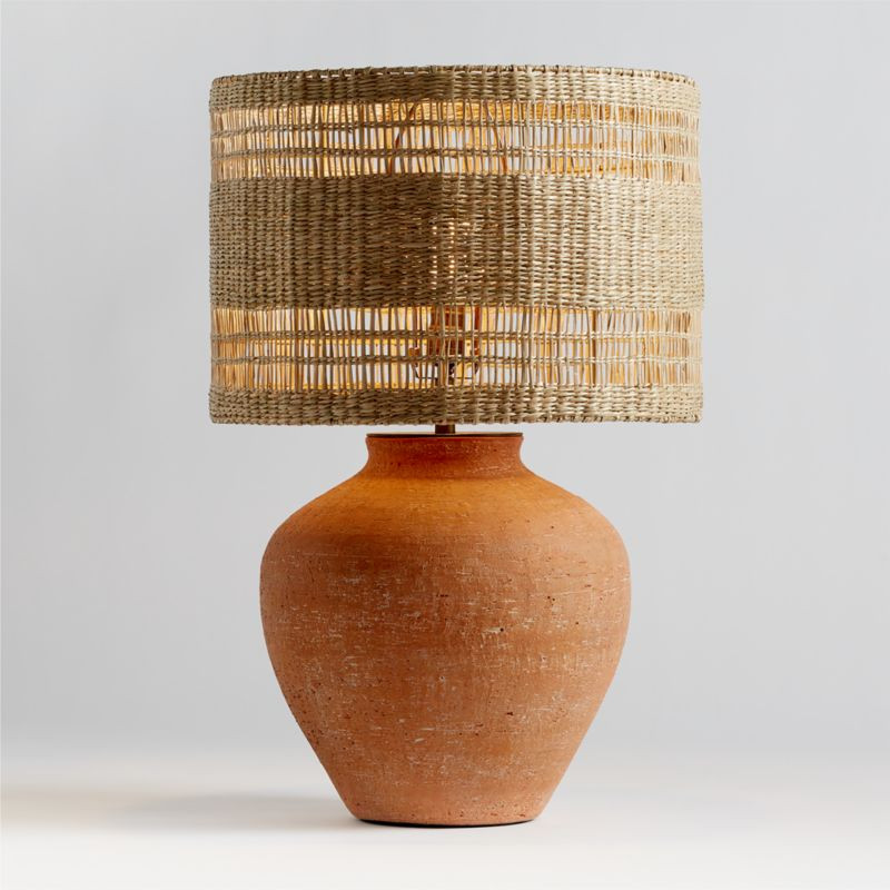Corfu Terracotta Table Lamp with Woven Shade + Reviews | Crate & Barrel | Crate & Barrel