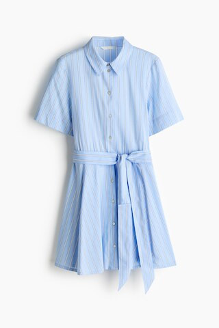H & M - Tie-Belt Shirt Dress - Light Blue/Striped | H&M (US + CA)