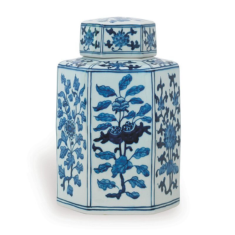 11" Four Seasons Jar, Blue/White | One Kings Lane