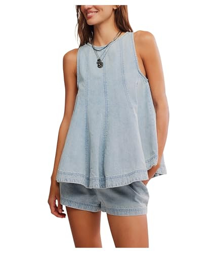 Free People, Womens, Cassius Denim Set, Bleachout, Large | Amazon (US)