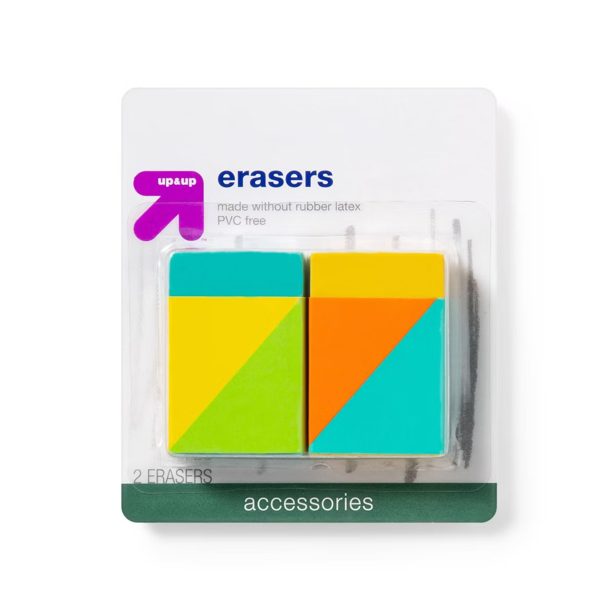 2pk Erasers Fashion Blue/Yellow - up & up™ | Target
