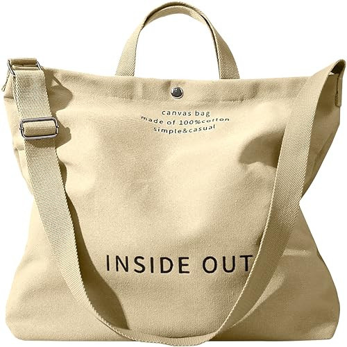 Large Tote Bag for Women, Canvas Bag Women Gift, Fashion Crossbody 16oz 100% Cotton Bag (Beige) | Amazon (US)