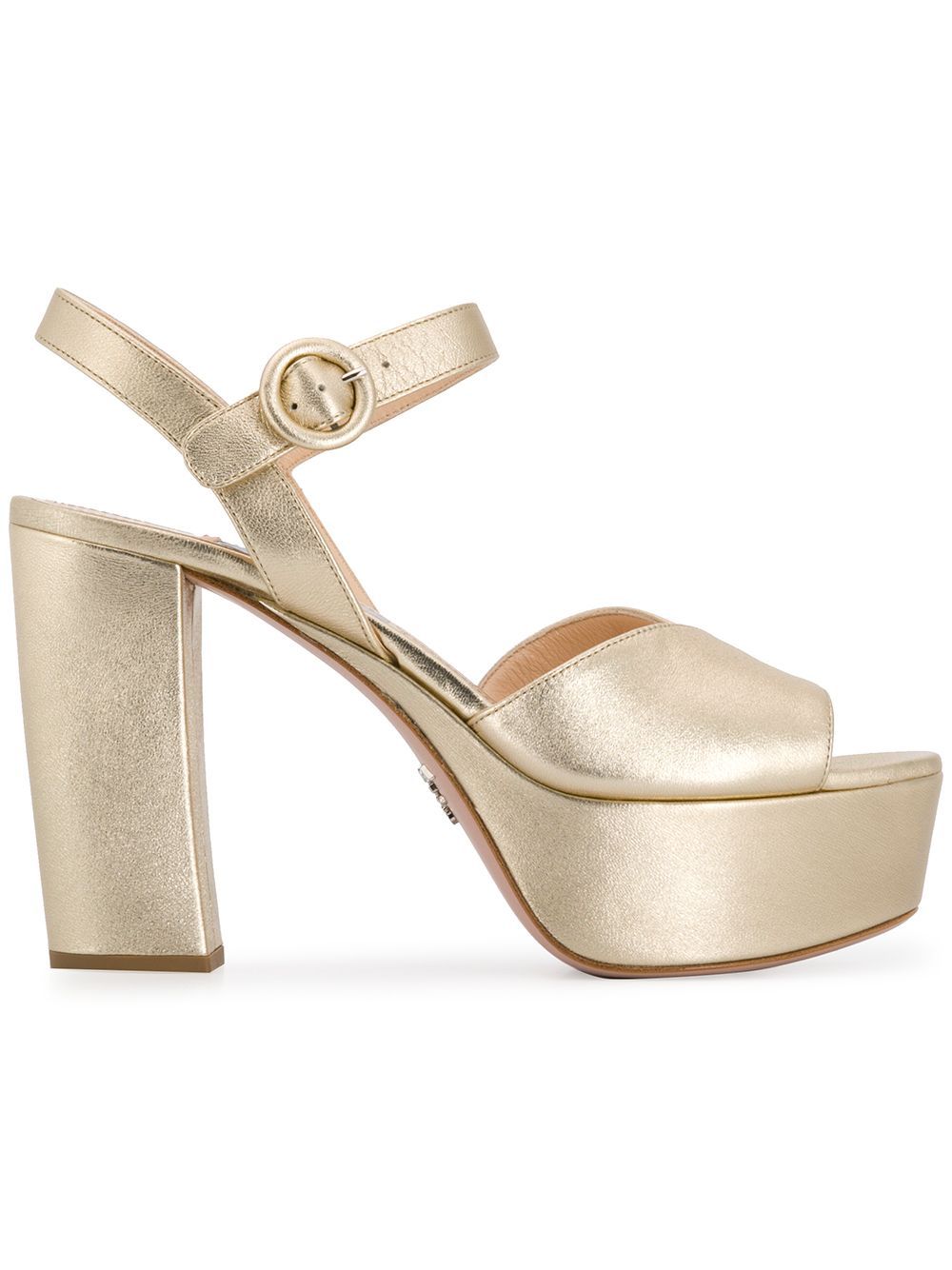 Prada heeled platform sandals - Gold | FarFetch US