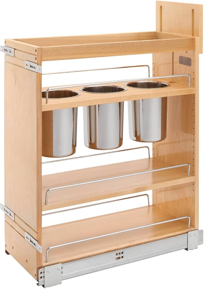 Rev-A-Shelf 8" Pull Out Storage Organizer for Base Kitchen Cabinets w/Soft-Close, Sliding Shelves... | Amazon (US)