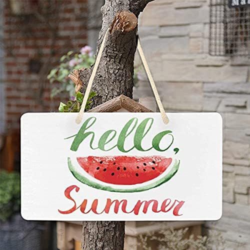 Exnundod Hello Summer Hanging Door Sign Plaque Porch Tropical Watermelon Front Door Signs Light Weig | Amazon (US)