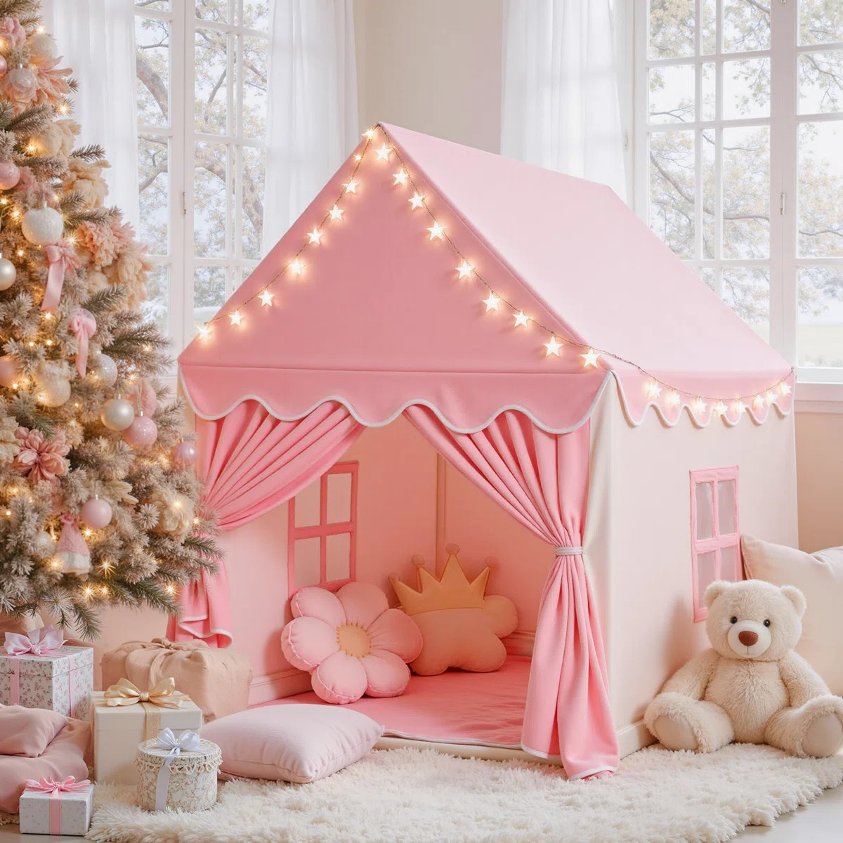 Wilwolfer Kid Tent with Mat and Star Lights, Kids Play Tents for Toddlers Kids Tents Indoor & Out... | Wayfair North America