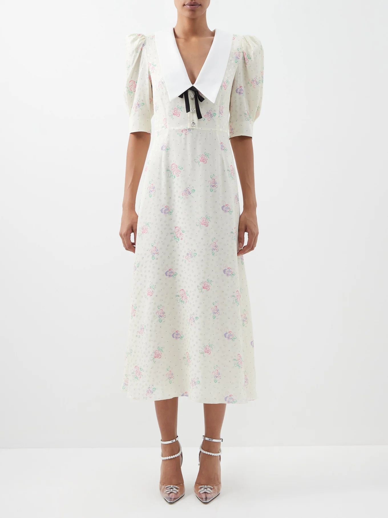 Floral silk-jacquard midi dress | Alessandra Rich | Matches (US)