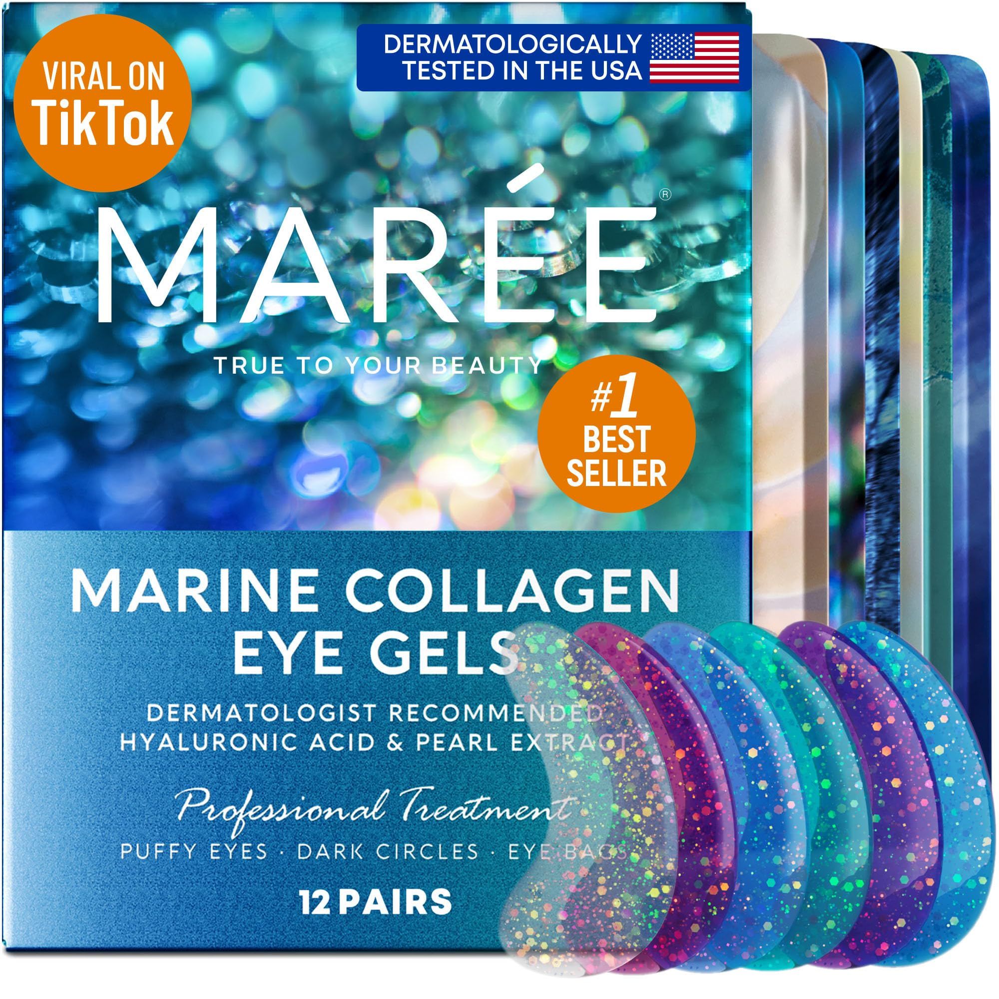 MAREE Eye Gel Pads - Under Eye Wrinkle Patches for Puffy Eyes and Dark Circles with Natural Marin... | Amazon (US)