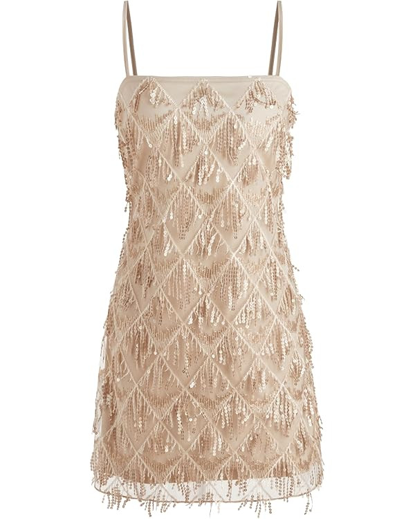 CIDER Sequins Square Neck Geometric Tassel Mini Dress | Amazon (US)