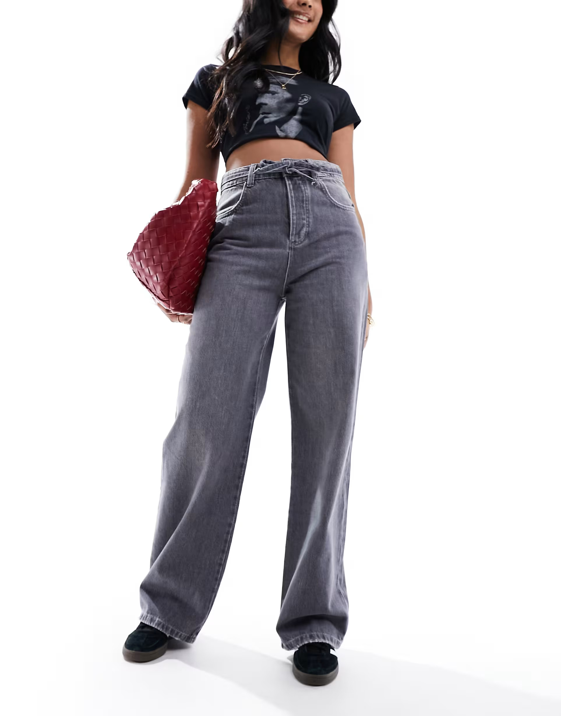 Stradivarius STR wide leg jean in grey wash | ASOS (Global)