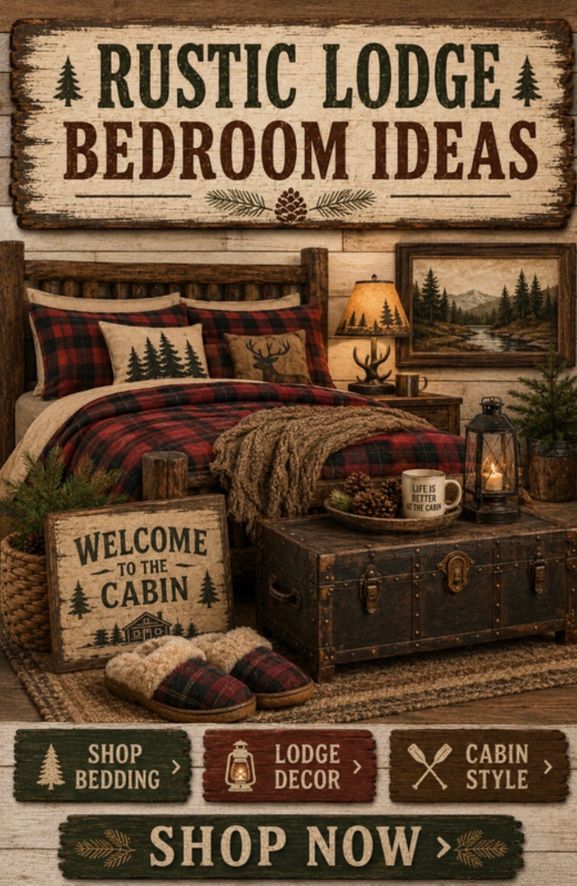 Rustic Lodge Bedroom| Decorating and Design Inspiration| Cozy Cabin Log Home

#LTKHome #LTKSeasonal #LTKmomlife