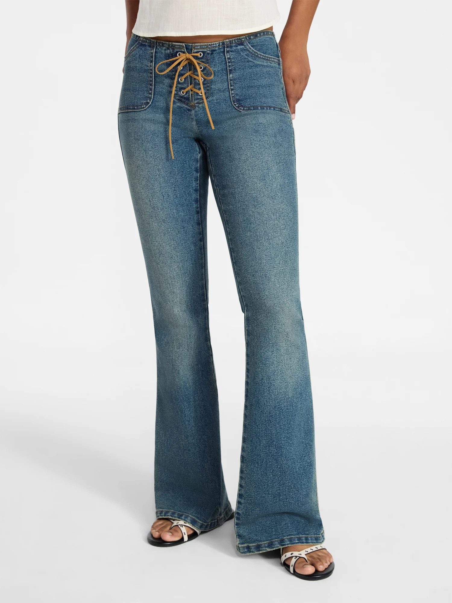 No Boundaries Lace Up Waist Bootcut Jean, Women's | Walmart (US)