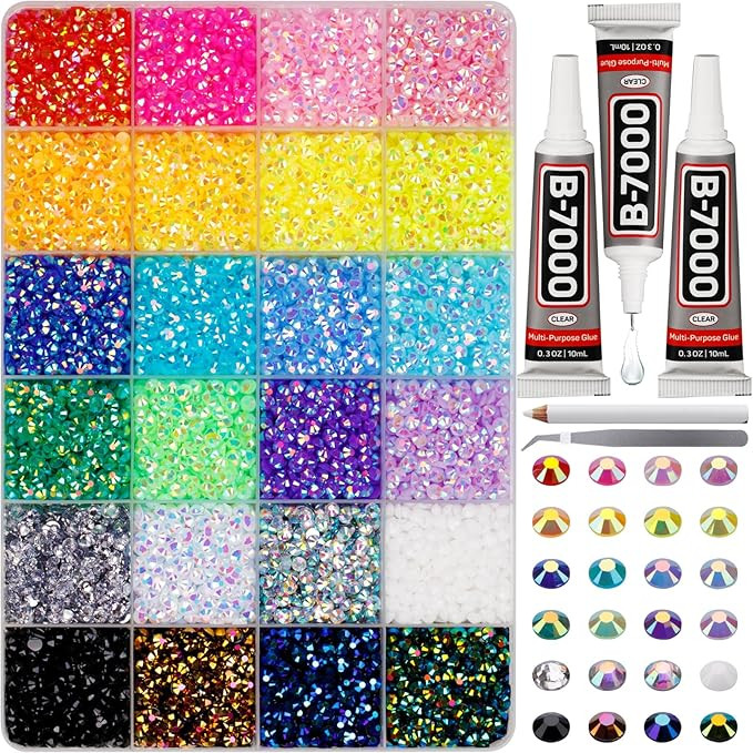 17000Pcs Rhinestones for Bedazzling, 4mm Bedazzler Kit with Flatback Rhinestones for Clothes Craf... | Amazon (US)