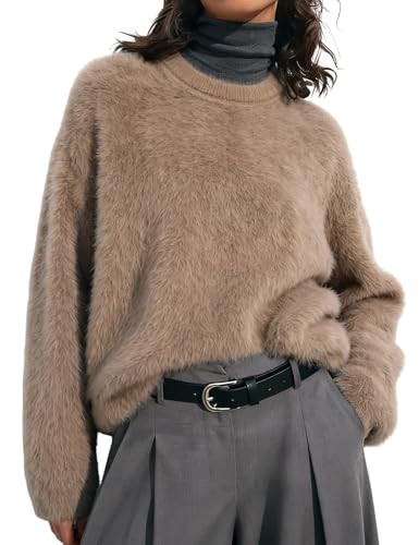 Gihuo Womens Fuzzy Sweaters Long Sleeve Pullover Fur Sweater Fall Sweaters 2025 Knit Sweater Jump... | Amazon (US)