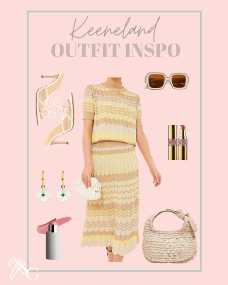 Keeneland outfit inspo // spring outfit inspo// Easter outfit // knit skirt set, bow heels, flower earrings, raffia bag 

#LTKstyletip #LTKSeasonal #LTKfindsunder100