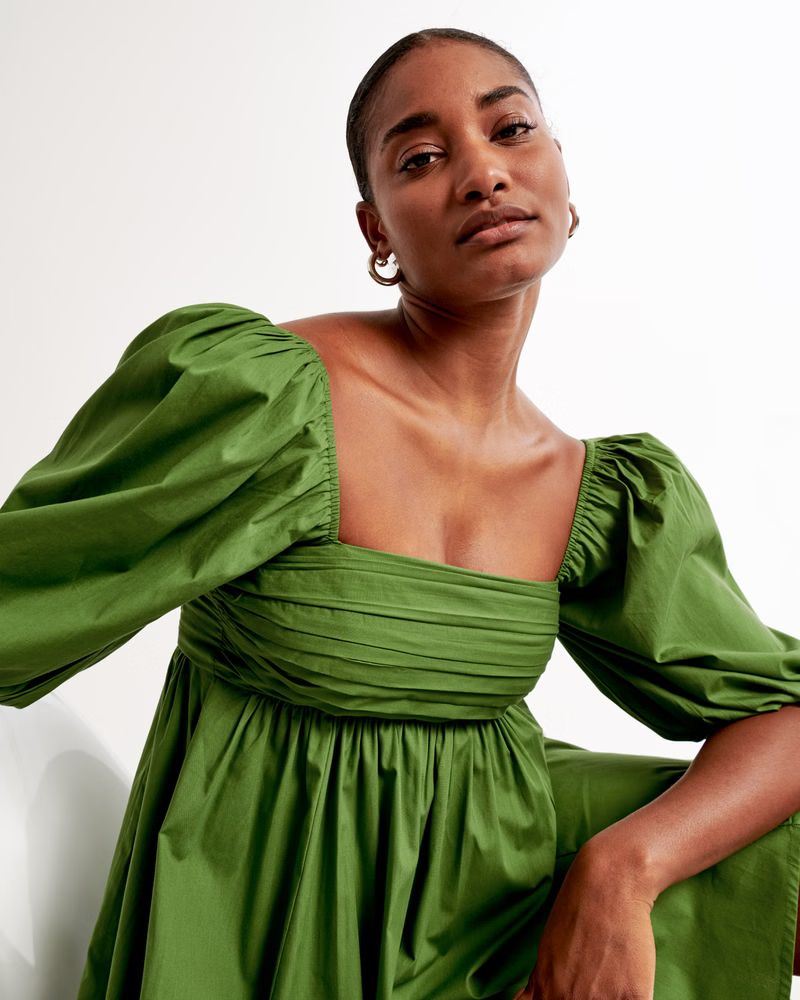 Emerson Ruched Puff Sleeve Mini Dress | Abercrombie & Fitch (US)