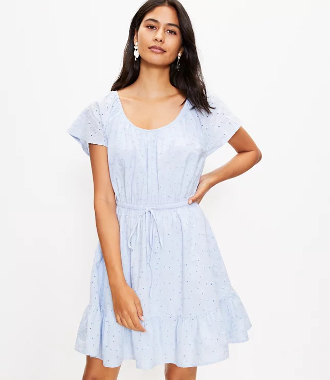 LOFT Beach Eyelet Tiered Flounce Dress | LOFT | LOFT