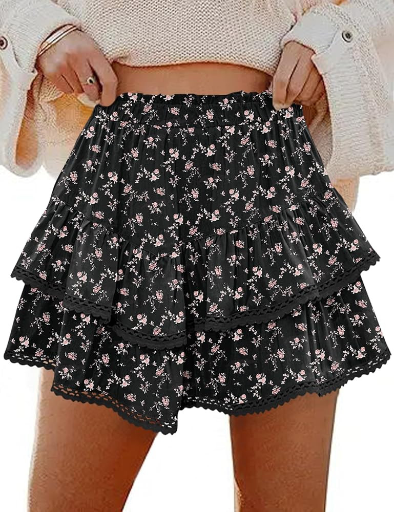 LOMON Flowy Skorts for Women Ruffle Tiered Skorts Casual High Waist Mini Skirts Tennis Golf Croch... | Amazon (US)
