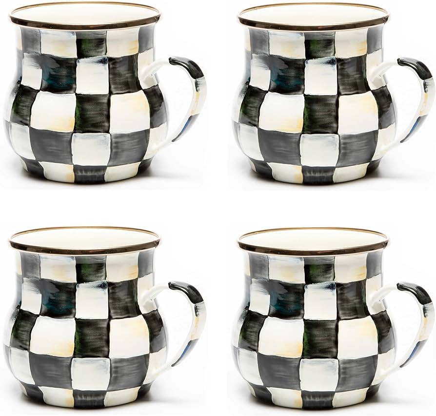 MACKENZIE-CHILDS Enamel Mug, Cute Enamelware Coffee and Tea Mug, Unique Drinkware, 16 Ounces, Bla... | Amazon (US)
