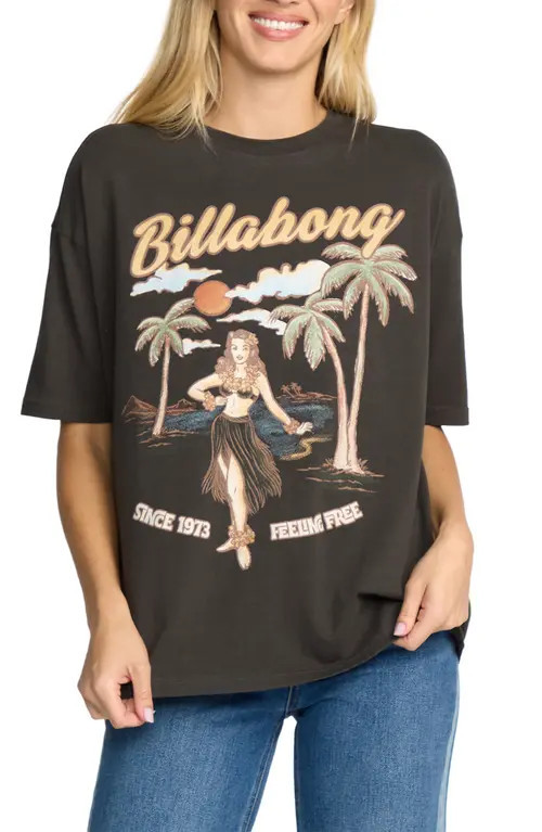 Billabong My Sunny Girl Oversize Graphic T-Shirt in Off Black at Nordstrom, Size Large | Nordstrom
